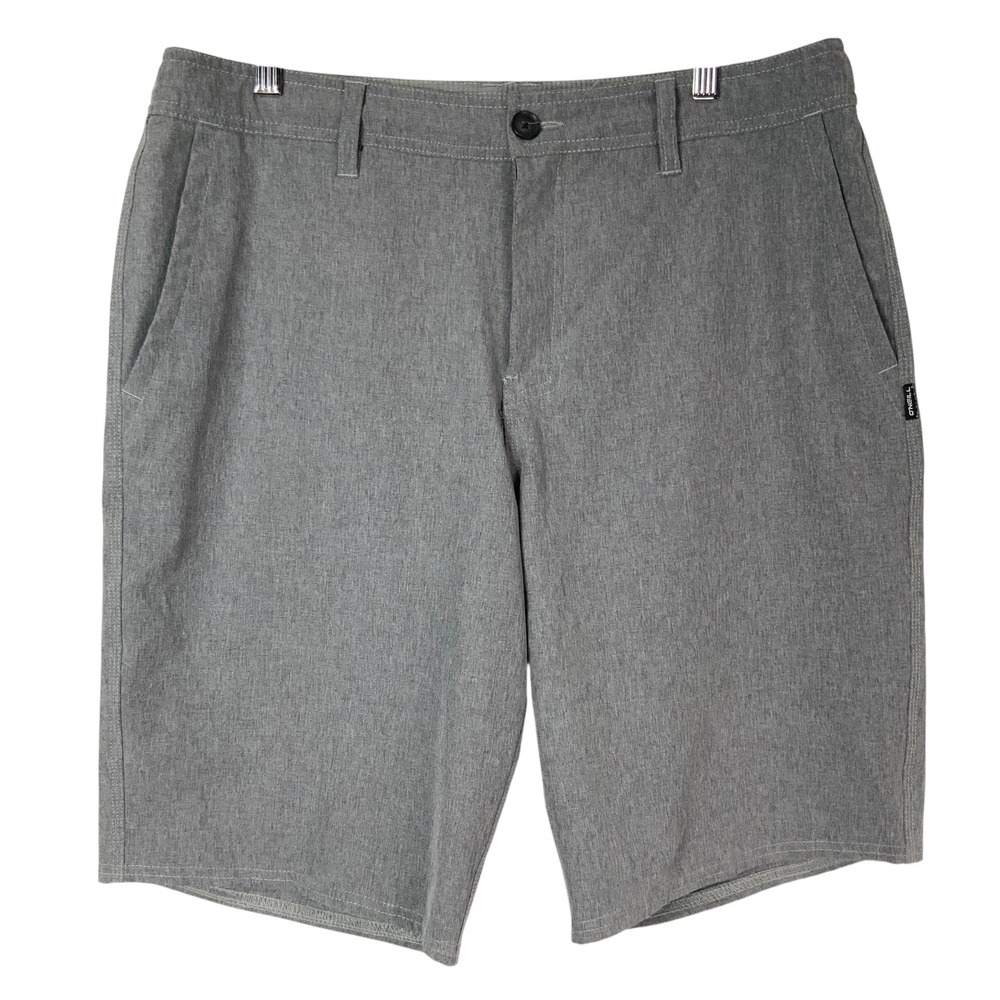 O'Neill Hybrid Gray Shorts 34 Button Zip Fly Relaxed Fit Hyperdry Stretch